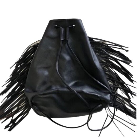 Victoria's Secret black bucket backpack with fringe, limited edition - Picture 3 of 7